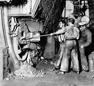 War Ship Prints: The Stoke-Hold of a Cole Burning British Warship, 1913