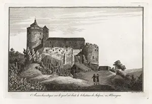 13th Century Prints: Stolpen Castle, Saxony, Germany, built on a basalt mass