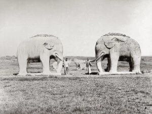 Stone Elephants, Ming tombs, Nanjing, China, c.1890