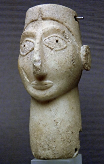 Images Dated 4th April 2008: Stone Head. Represent a god, goddess or a worshipper. Late U