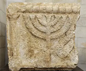 Stone lintels decorated with Seven-Branched Menorah - Eshtem