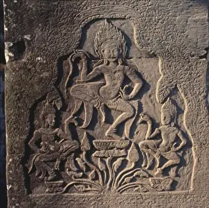 Lotus Prints: Stone relief at Wat Bayon temple, Angkor Thom, Cambodia