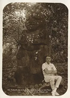 Polynesian Prints: Stone statue from Tubuai Island, French Polynesia