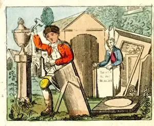 Stonemason at work in a graveyard