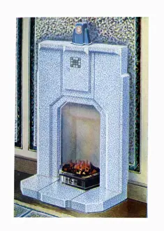 Stonite one-piece fireplace with solid hearth