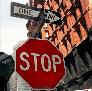 Stop sign street furniture, New York, USA