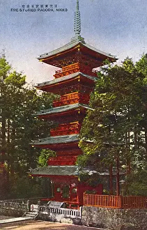 Nikko Prints: Five storied Pagoda at Nikko, Japan
