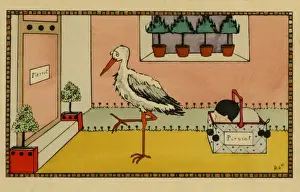 Stork with new baby