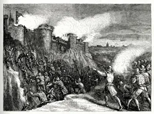 Capture Prints: The storming and capture of Cadiz, Spain, by English and Dutch troops, 30 June 1596