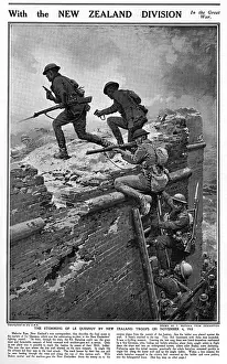 Zealand Prints: Storming of Le Quesnoy by New Zealand troops, 1918, Matania