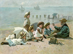 Telling Collection: Storytelling to children on the beach during the summer