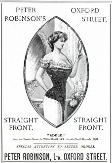 Images Dated 19th November 2020: Straight front corset in smart French white coutil or rich countil brocade