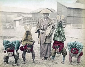Acrobats Gallery: Street acrobats, performers, Japan, circa 1880s
