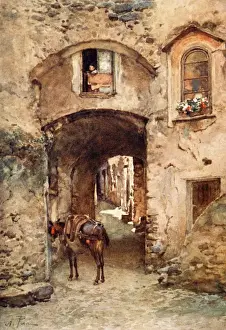 Sicilian Prints: Street in Castrogiovanni, Sicily, Italy