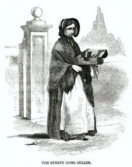 Combs Prints: Street comb seller 1864