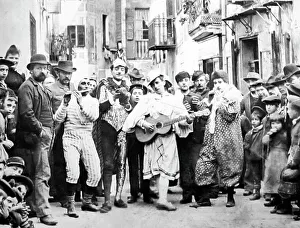 Villefranche Prints: Street entertainers, Villefranche, France, Victorian period