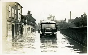 Tamworth Prints: Street in Flood, Kettlebrook, Staffordshire