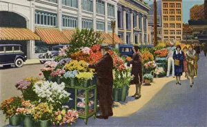 Vendor Prints: Street flower vendors, San Francisco, California, USA Date: 1936