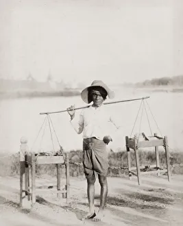Seller Prints: Street food seller, vendor, Mandalay, Burma