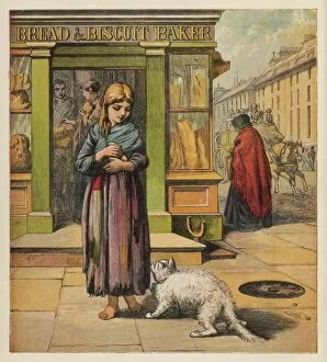 Cats Collection: Street Girl & Cat 1860S