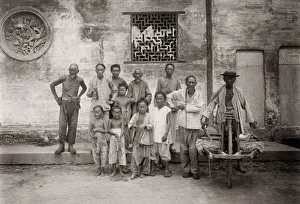 Street hawker / vendor with wheelbarrow, China c. 1900
