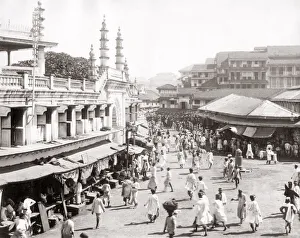 Jaipur Prints: Street in Jaipur, Jeypore, northern India, c. 1890
