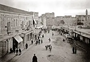 Jaffa Prints: Street in Jerusalem Palestine (Israel) at the Jaffa Gate