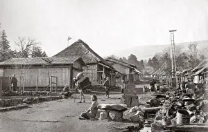 Street life in a Japanese village, c. 1870 s