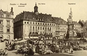 Dresden Gallery: Street market and town hall, Dresden, Germany