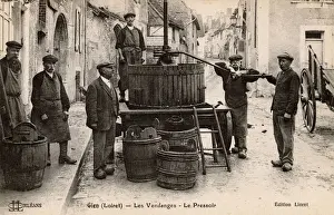 Commune Prints: Street mobile French Grape Press at Gien, Loiret, France