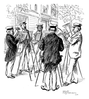 Serenade Prints: Street Music: German band in Bloomsbury, 1902