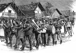 Images Dated 28th November 2011: Street Music: German band at Oberammergau, 1880