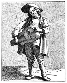 Street music: hurdy gurdy player, 1740