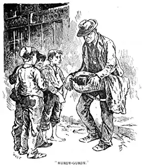 Gurdy Prints: Street music: hurdy gurdy player