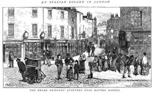 Grinders Prints: Street music: organ grinders quarter, 1875