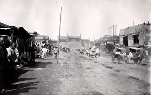 Street and pailou, paifang, Peking, Beijing, China