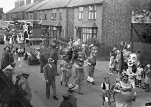 Street parade with people in costume