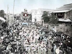 Street procession, festival or carnival, Japan, c. 1890 Vintage late 19th century