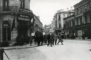 Cobble Stones Collection: Street scene in Bucharest, Romania, WW1