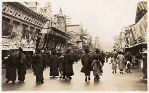 Street scene with cinema in Kobe, Japan