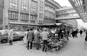 Capitalism Gallery: Street scene with flower stall, West Berlin, Germany