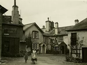 Street scene in Hawkshead, Cumberland, Cumbria
