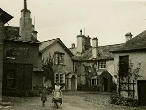 Cumberland Prints: Street scene in Hawkshead, Cumberland, Cumbria