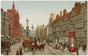 Omnibus Prints: Street scene in Holborn, London. Date: circa 1905