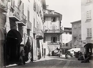 Lugano Prints: Street scene Lugano town, Switzerland Italy border