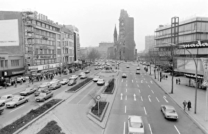 Capitalism Gallery: Street scene with Memorial Church, West Berlin, Germany