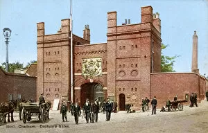 Archway Collection: Street scene outside the Dockyard Gates, Chatham, Kent