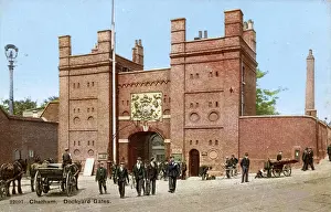Archway Prints: Street scene outside the Dockyard Gates, Chatham, Kent