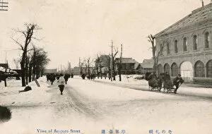 Street scene in Sapporo, Japan - Winter