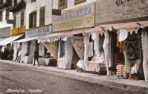 Sunblind Collection: Street scene with shops in Funchal, Madeira